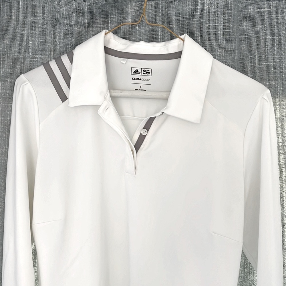 Adidas ClimaCool Golf Shirt. Bright white with gray. Like new.